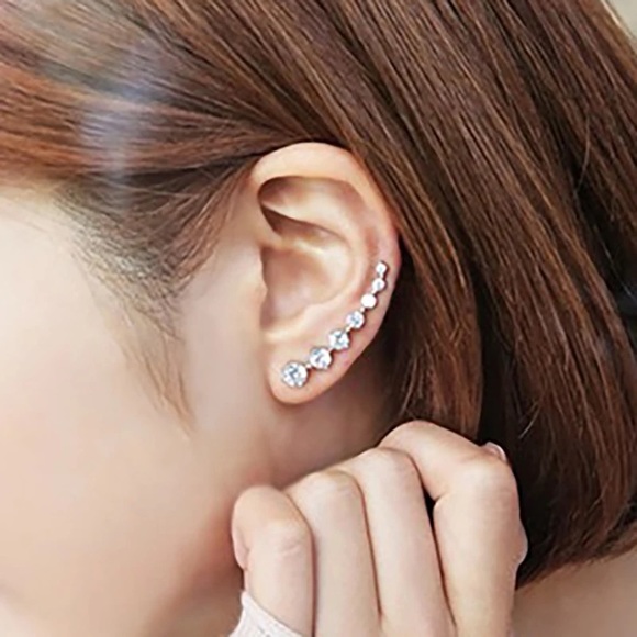 Jewelry - New Beautiful 18K Silver Rose Gold Plated Diamond Stud Earrings